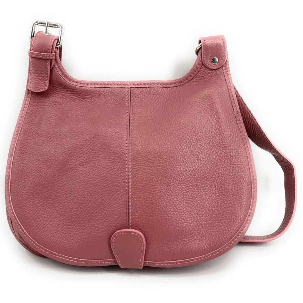 Sac besace en cuir grainé LITTLE PETRA Rose intense