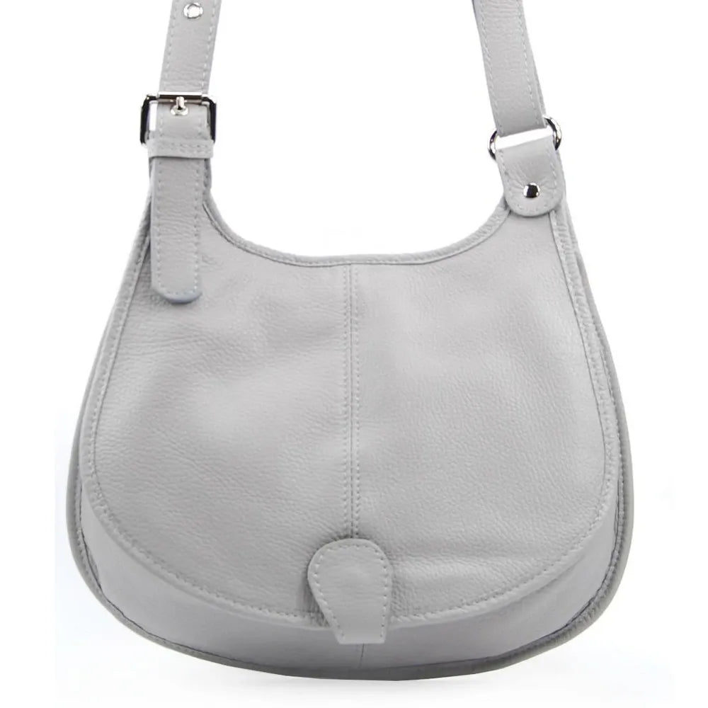 Sac besace en cuir grainé LITTLE PETRA Gris clair