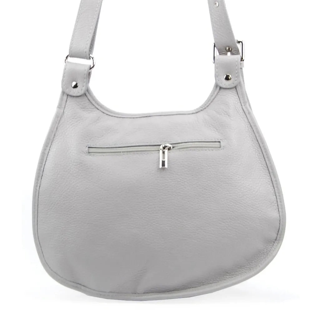 Sac besace en cuir grainé LITTLE PETRA Gris clair