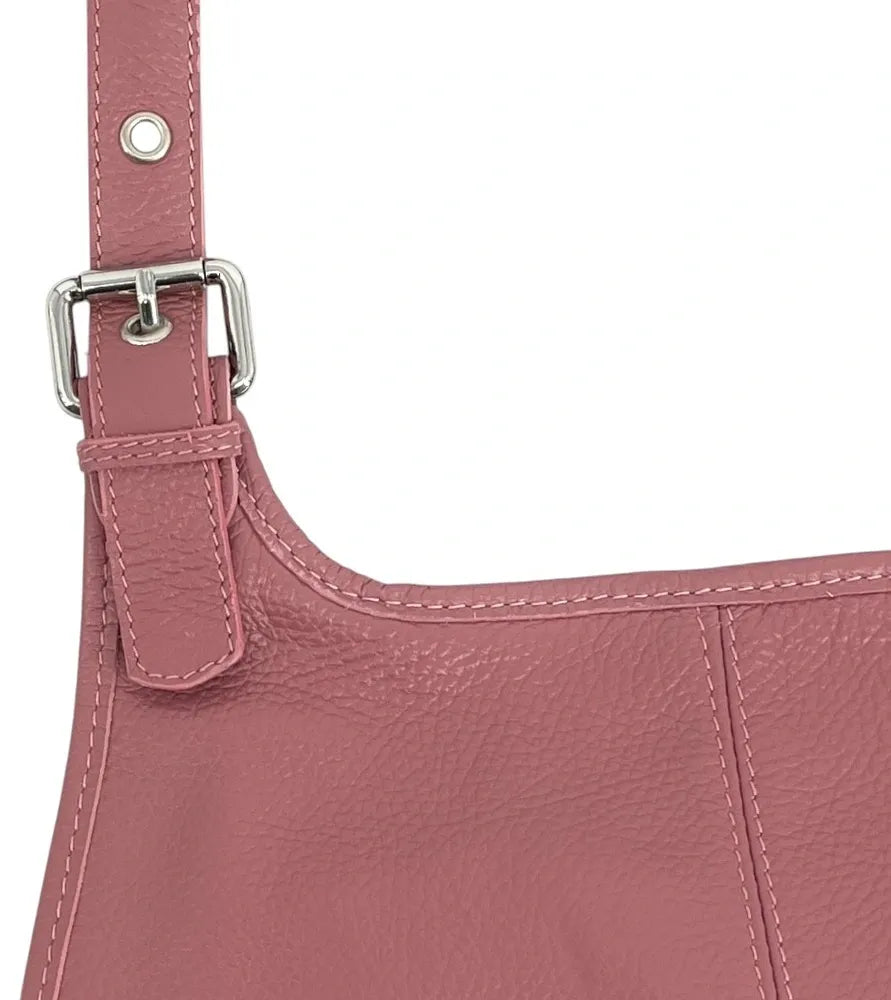 Sac besace en cuir grainé LITTLE PETRA Rose intense