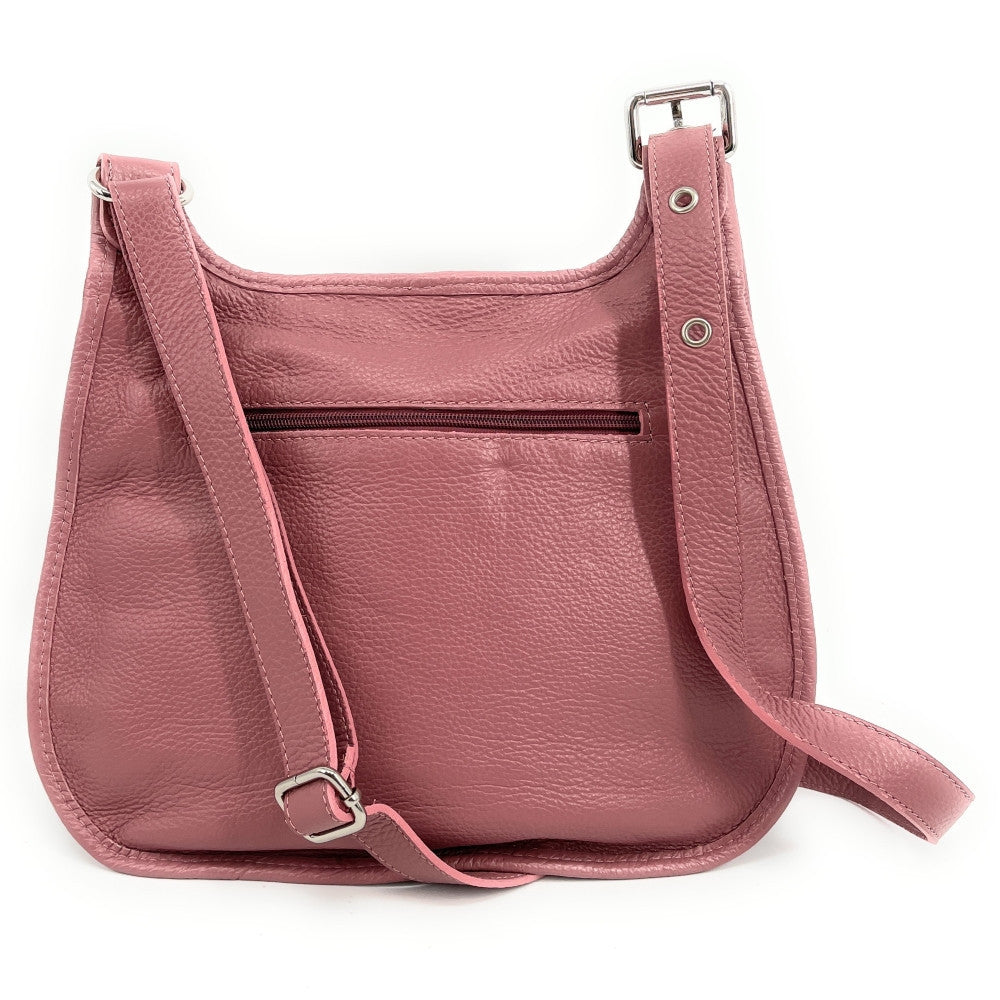 Sac besace en cuir grainé LITTLE PETRA Rose intense