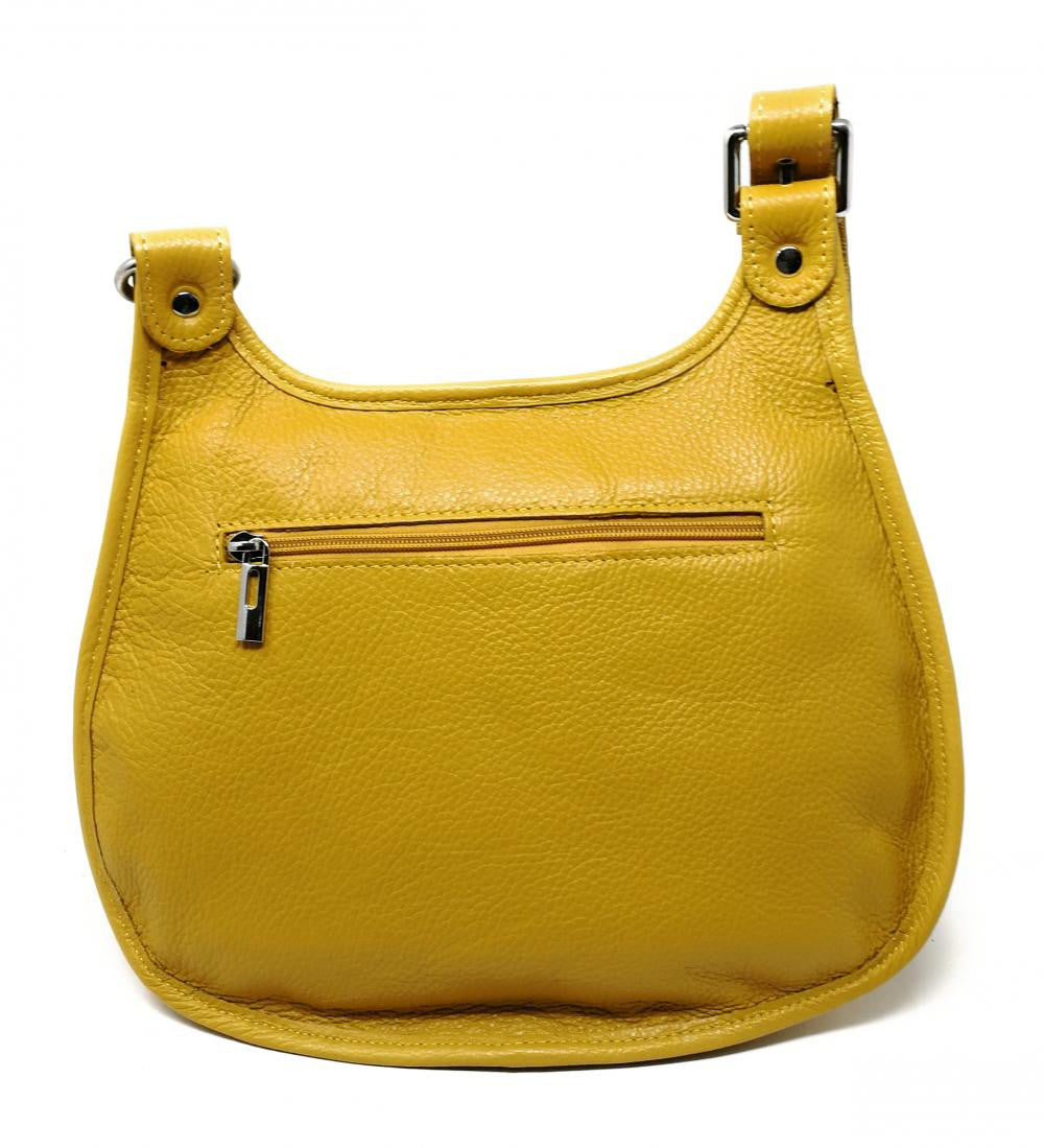 Sac besace en cuir grainé LITTLE PETRA Jaune Moutarde