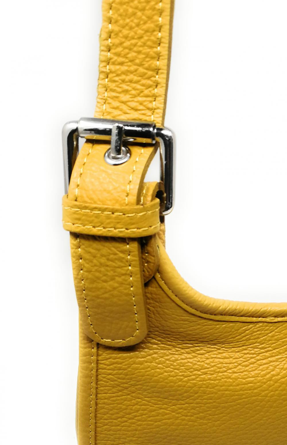 Sac besace en cuir grainé LITTLE PETRA Jaune Moutarde