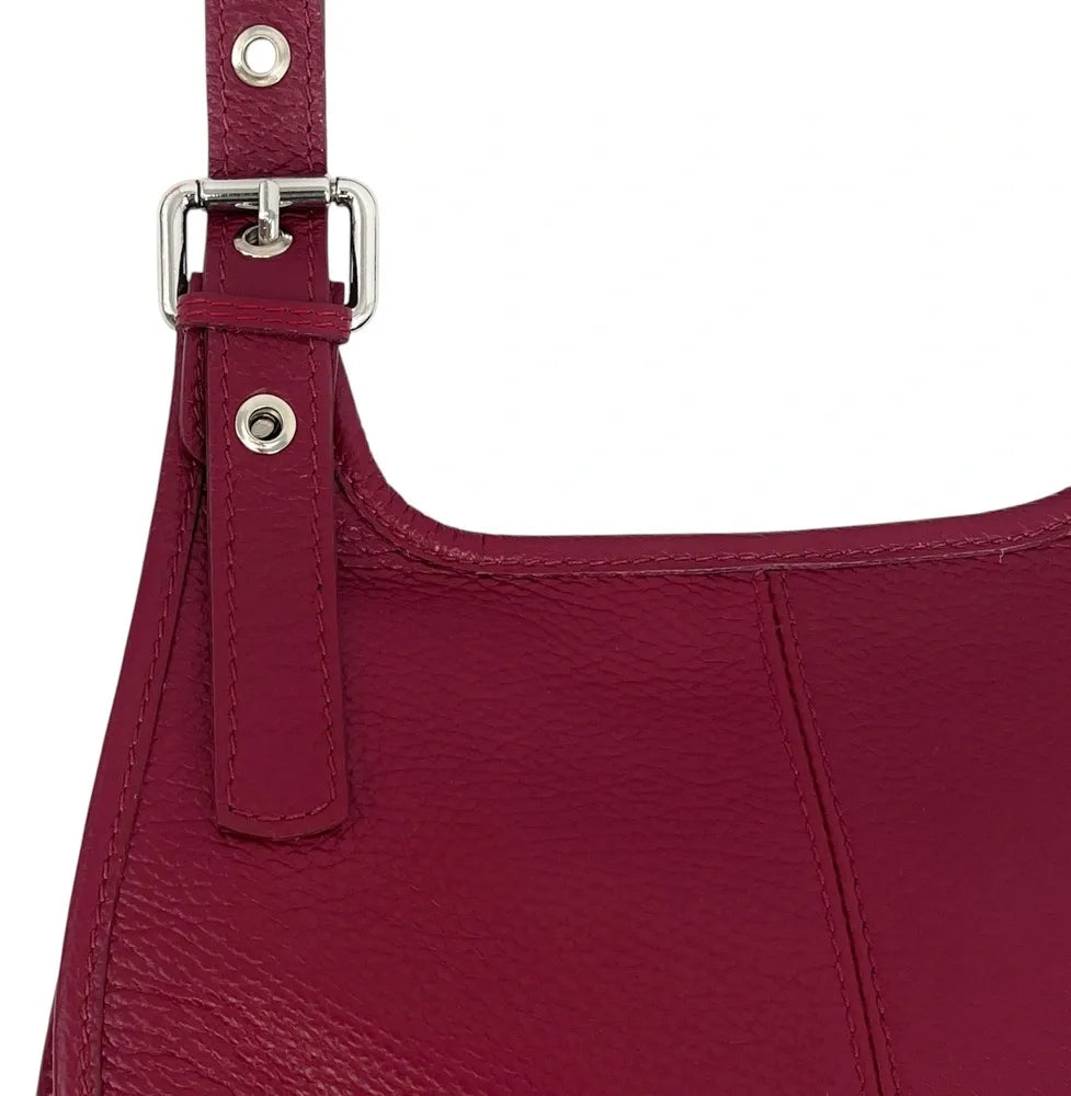 Sac besace en cuir grainé LITTLE PETRA Rouge foncé