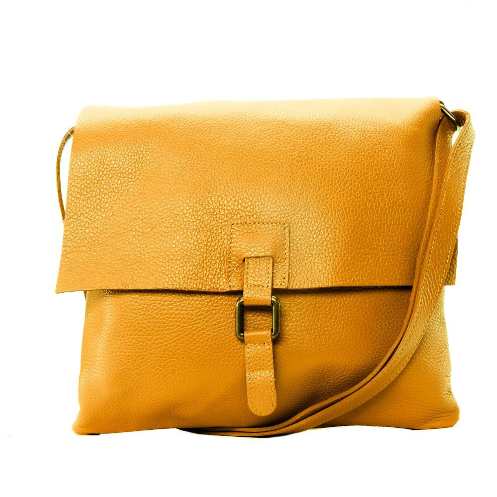 Sac bandoulière en cuir grainé COQUETTE Jaune Moutarde