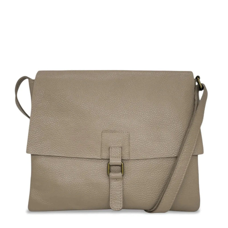 Sac bandoulière en cuir grainé COQUETTE Taupe foncé