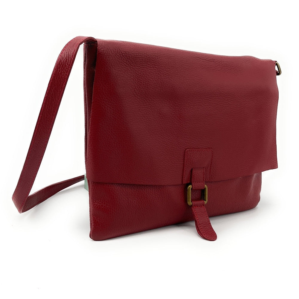 Sac bandoulière en cuir grainé COQUETTE Rouge magenta