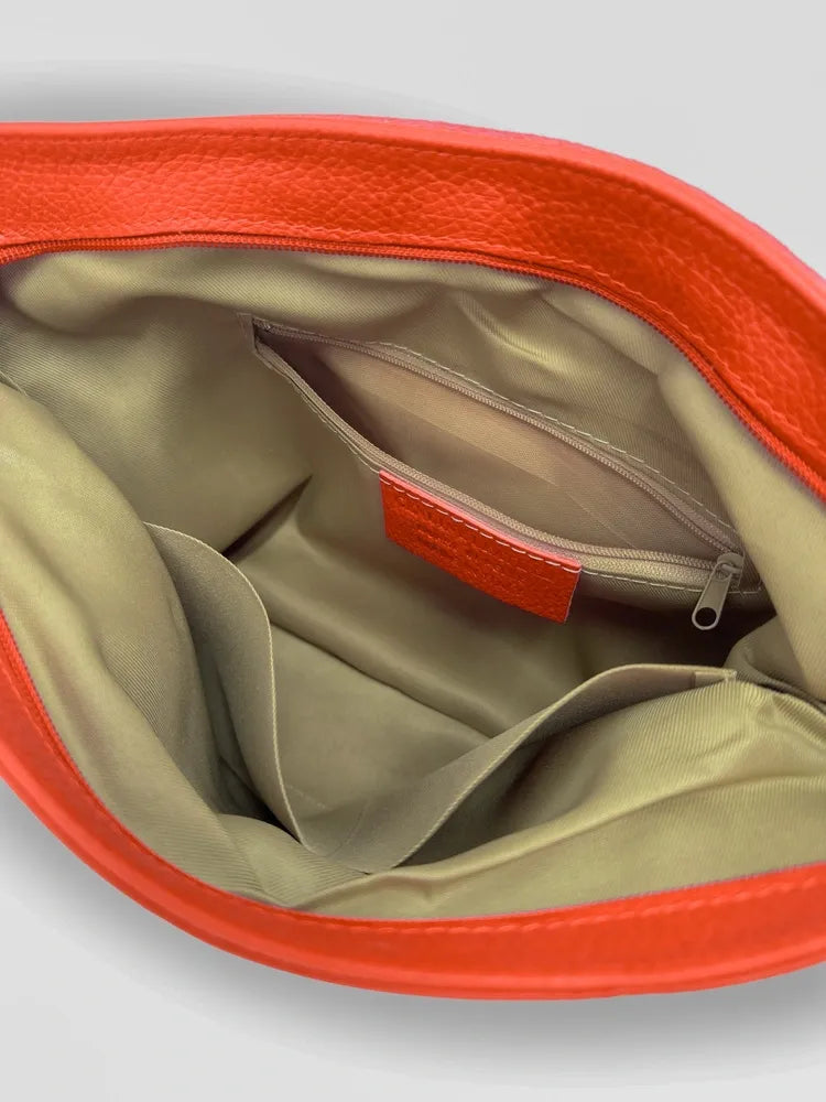 Sac bandoulière en cuir grainé COQUETTE Mandarine