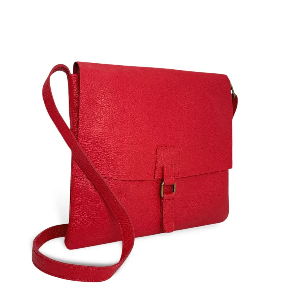 Sac bandoulière en cuir grainé COQUETTE Rouge garance