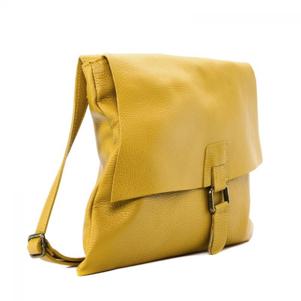 Sac bandoulière en cuir grainé COQUETTE Jaune Moutarde