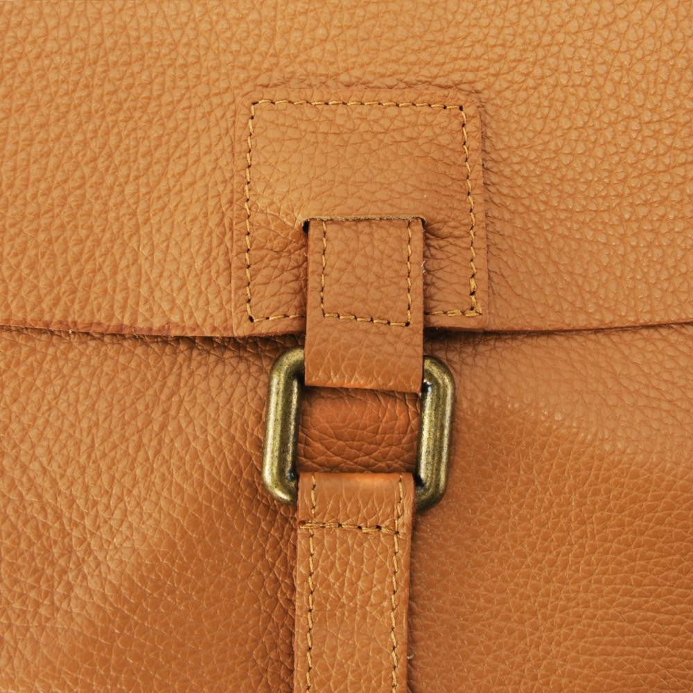 Sac bandoulière en cuir grainé COQUETTE Camel