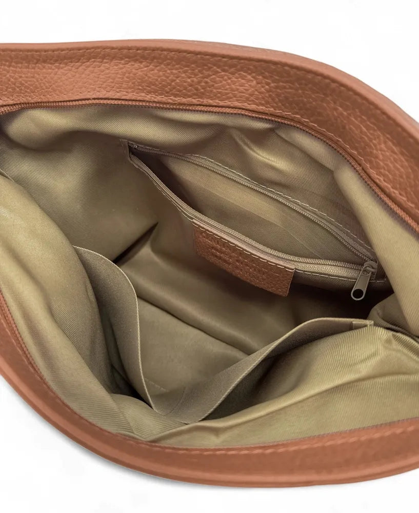 Sac bandoulière en cuir grainé COQUETTE Camel foncé