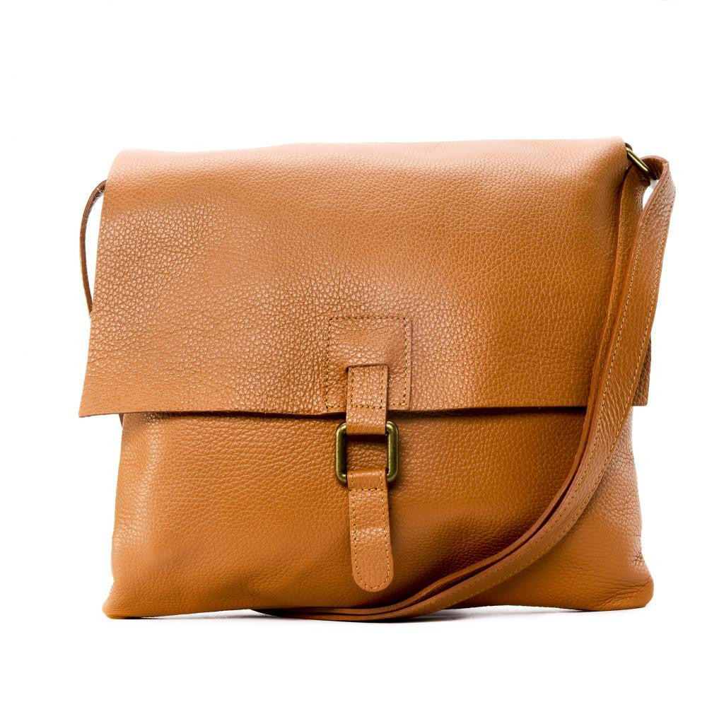 Sac bandoulière en cuir grainé COQUETTE Camel