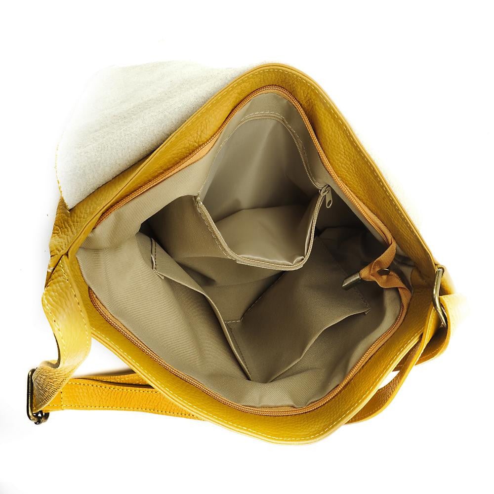 Sac bandoulière en cuir grainé COQUETTE Jaune Moutarde