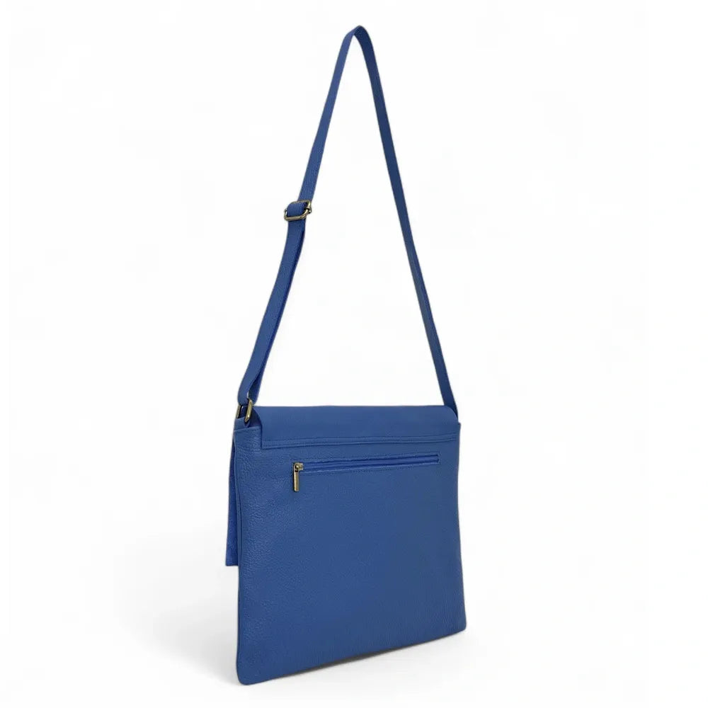 Sac bandoulière en cuir grainé COQUETTE Bleu roi