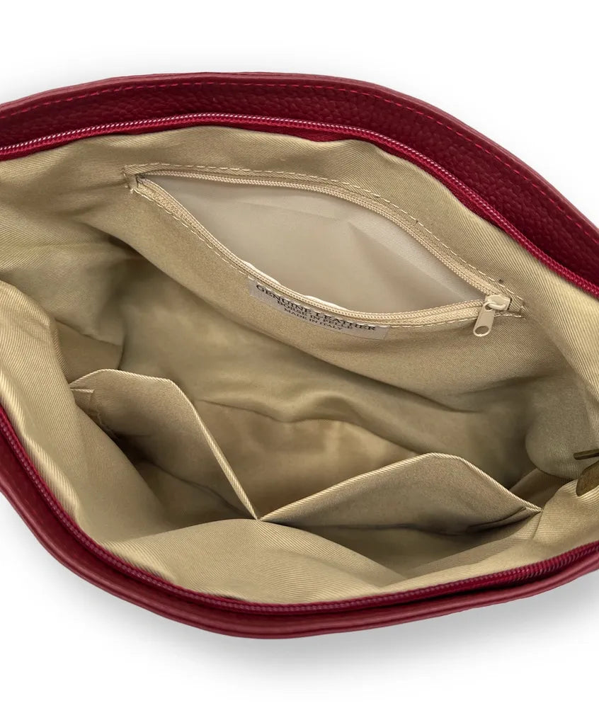Sac bandoulière en cuir grainé COQUETTE Rouge bordeaux