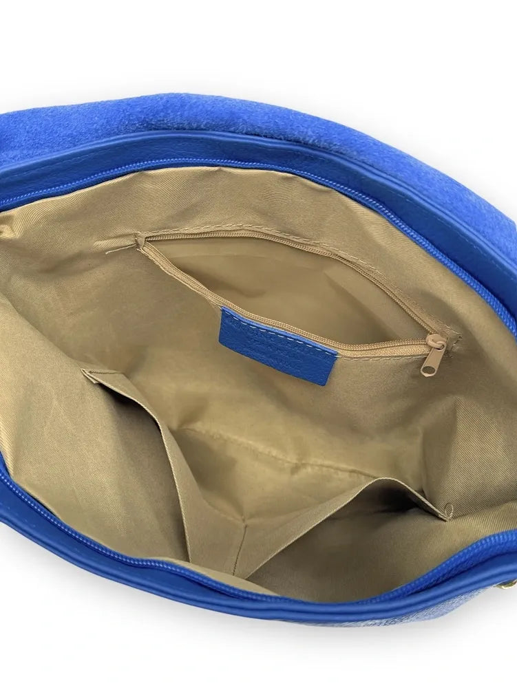 Sac bandoulière en cuir grainé COQUETTE Bleu roi