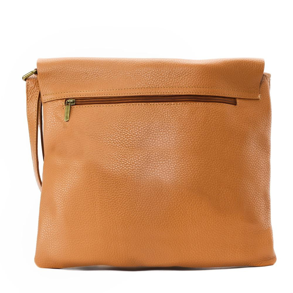Sac bandoulière en cuir grainé COQUETTE Camel