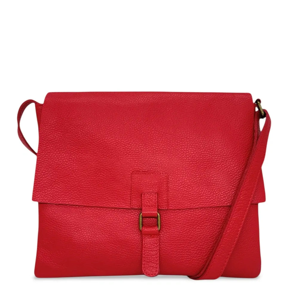 Sac bandoulière en cuir grainé COQUETTE Rouge garance