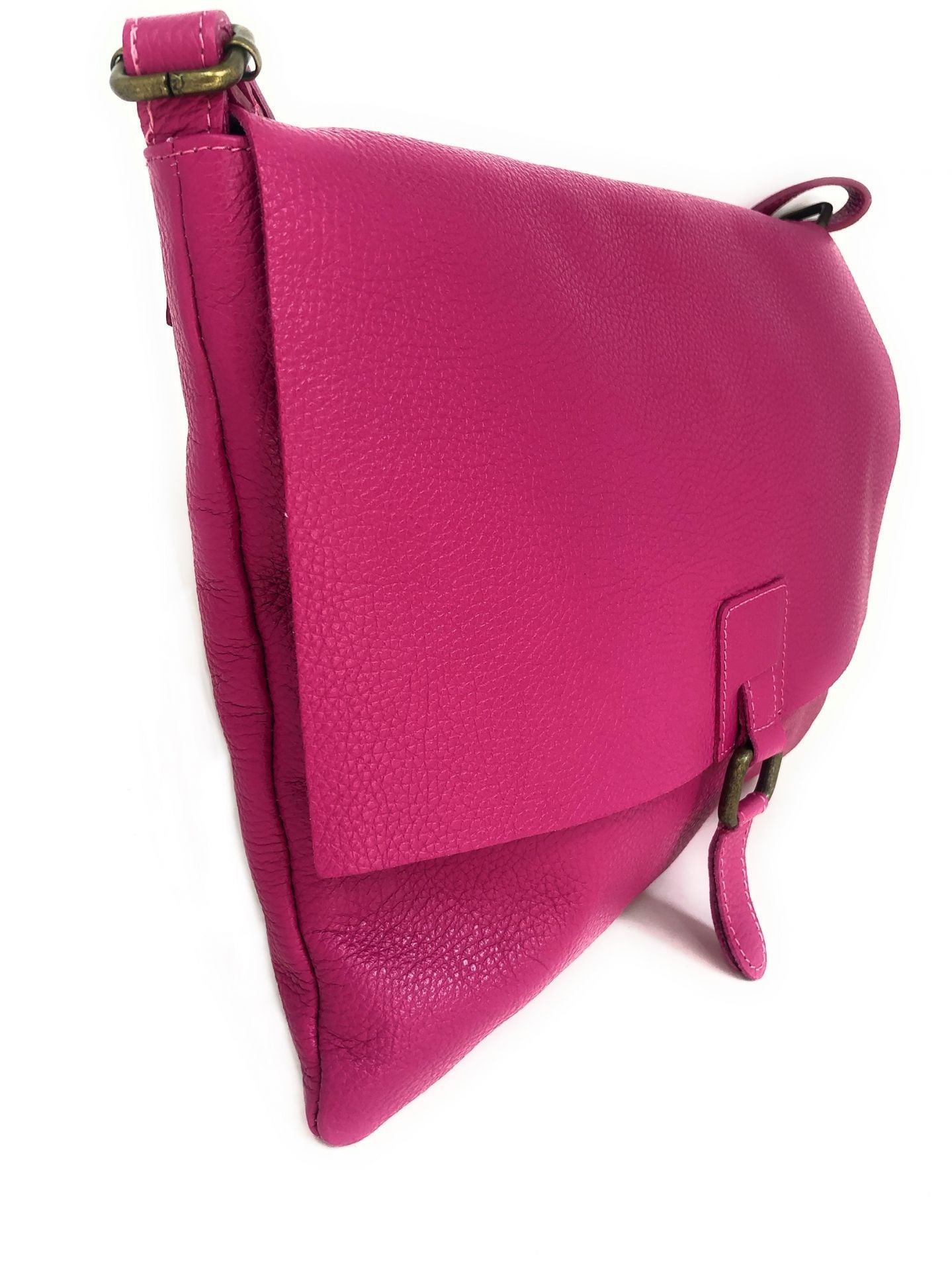 Sac bandoulière en cuir grainé COQUETTE Rose fuchsia