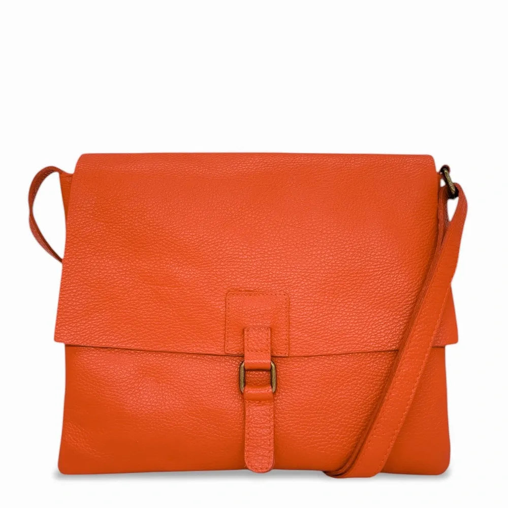 Sac bandoulière en cuir grainé COQUETTE Mandarine