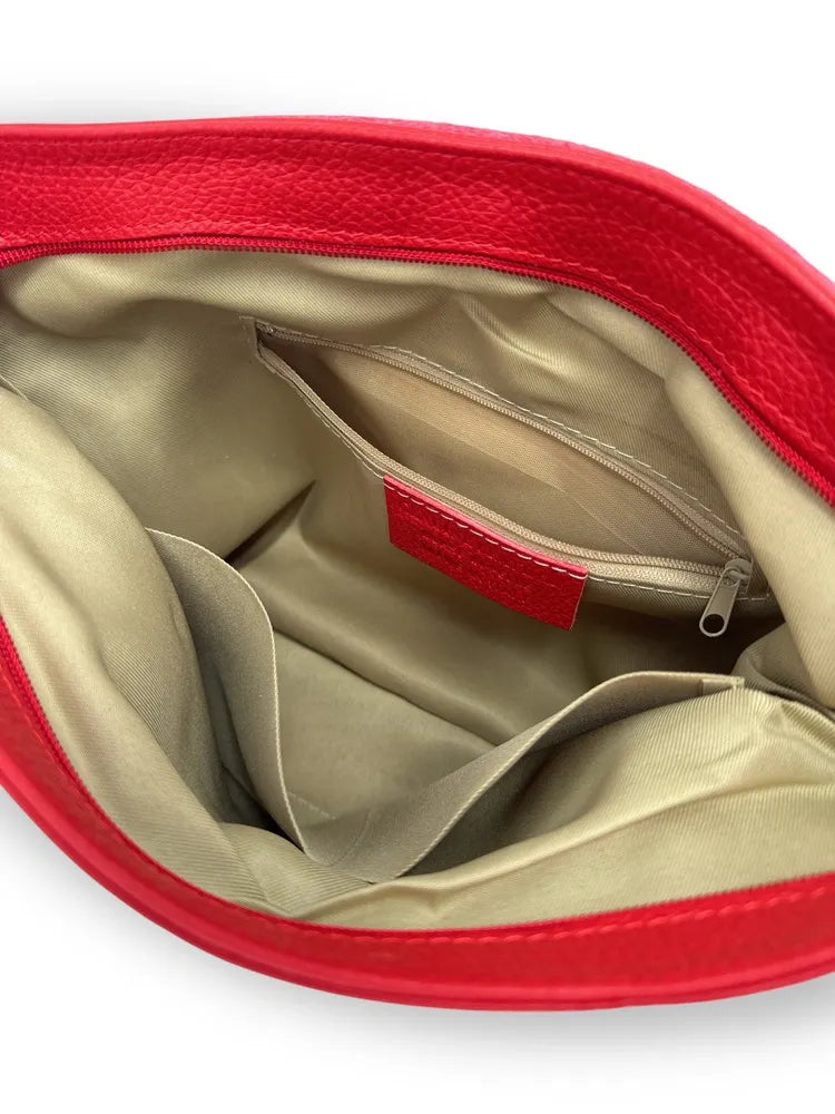 Sac bandoulière en cuir grainé COQUETTE Rouge garance