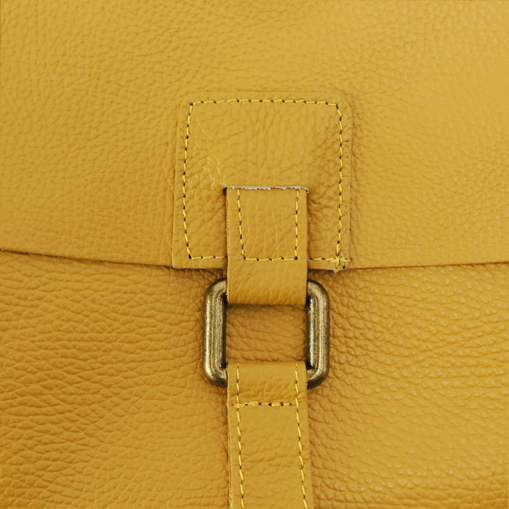 Sac bandoulière en cuir grainé COQUETTE Jaune Moutarde