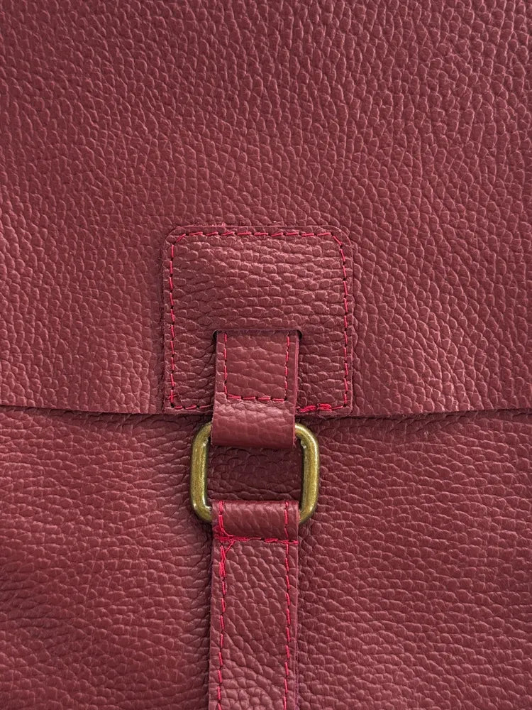 Sac bandoulière en cuir grainé COQUETTE Rouge bordeaux