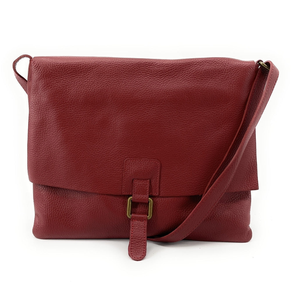 Sac bandoulière en cuir grainé COQUETTE Rouge magenta