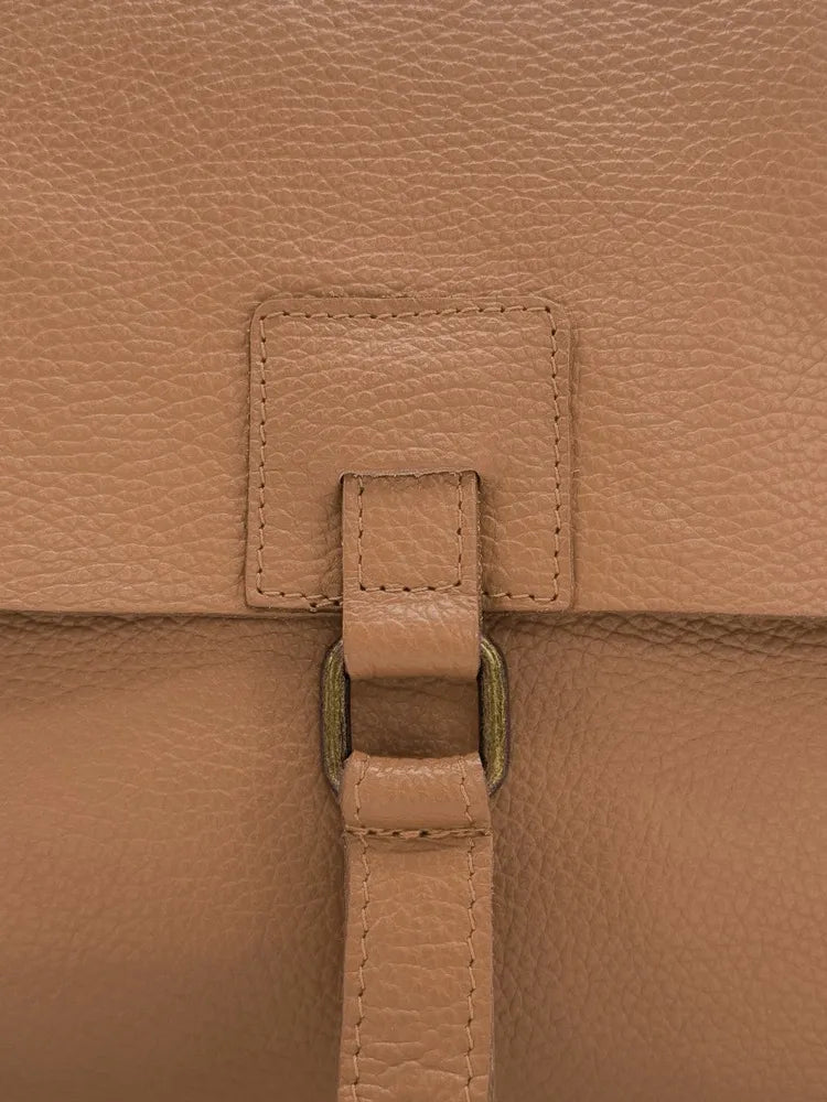Sac bandoulière en cuir grainé COQUETTE Camel foncé
