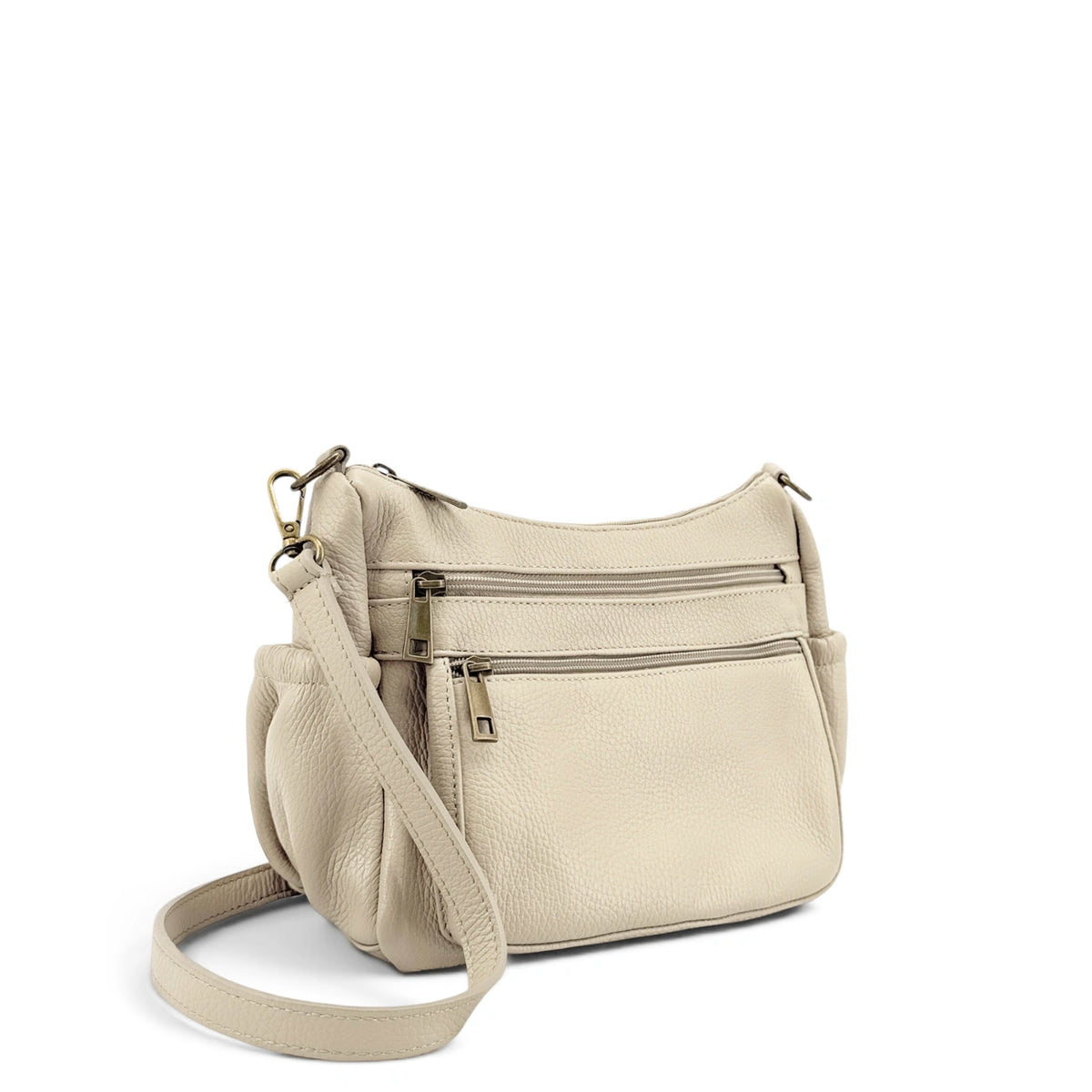 Bolso de mano de piel granulada BROOKLYN Topo oscuro