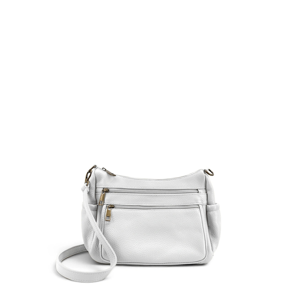 Bolso de mano de piel granulada BROOKLYN Topo oscuro