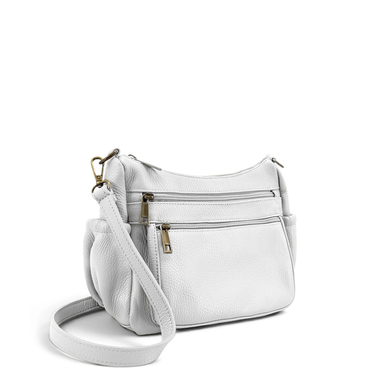 Bolso de mano de piel granulada BROOKLYN Topo oscuro