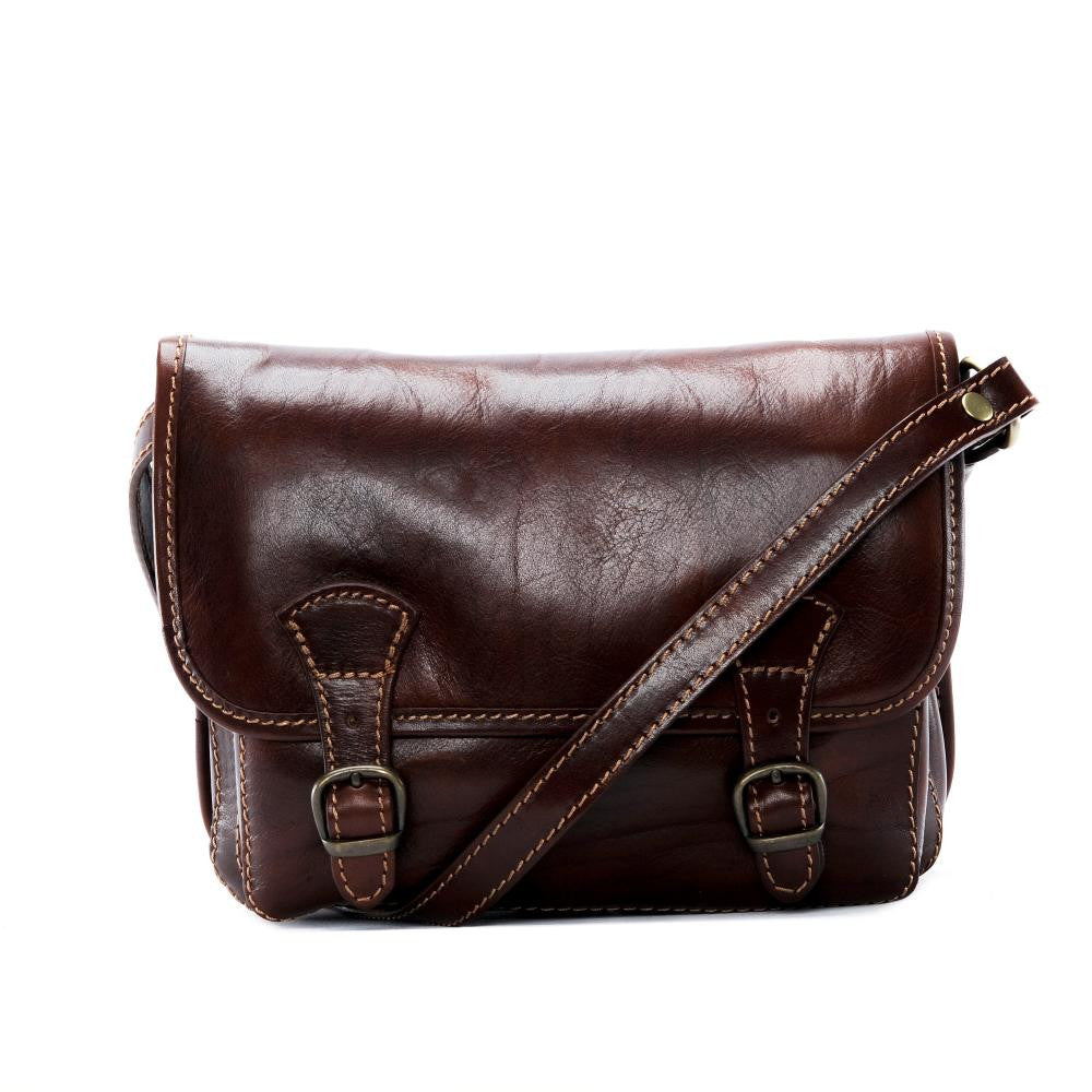 Sac bandoulière en cuir lisse NAGAÏ Chocolat