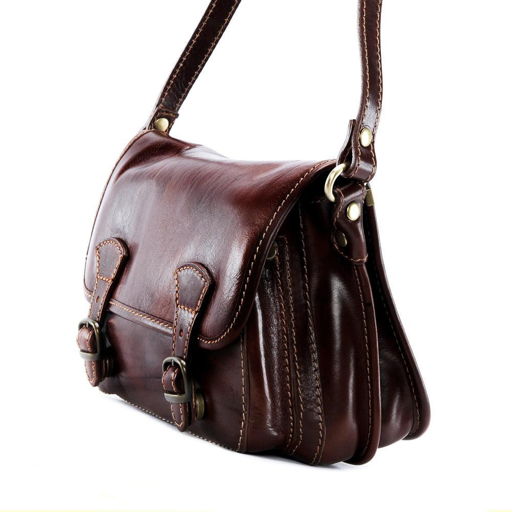 Sac bandoulière en cuir lisse NAGAÏ Chocolat