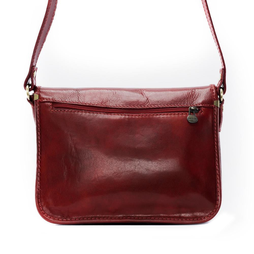 Sac bandoulière en cuir lisse NAGAÏ Rouge foncé
