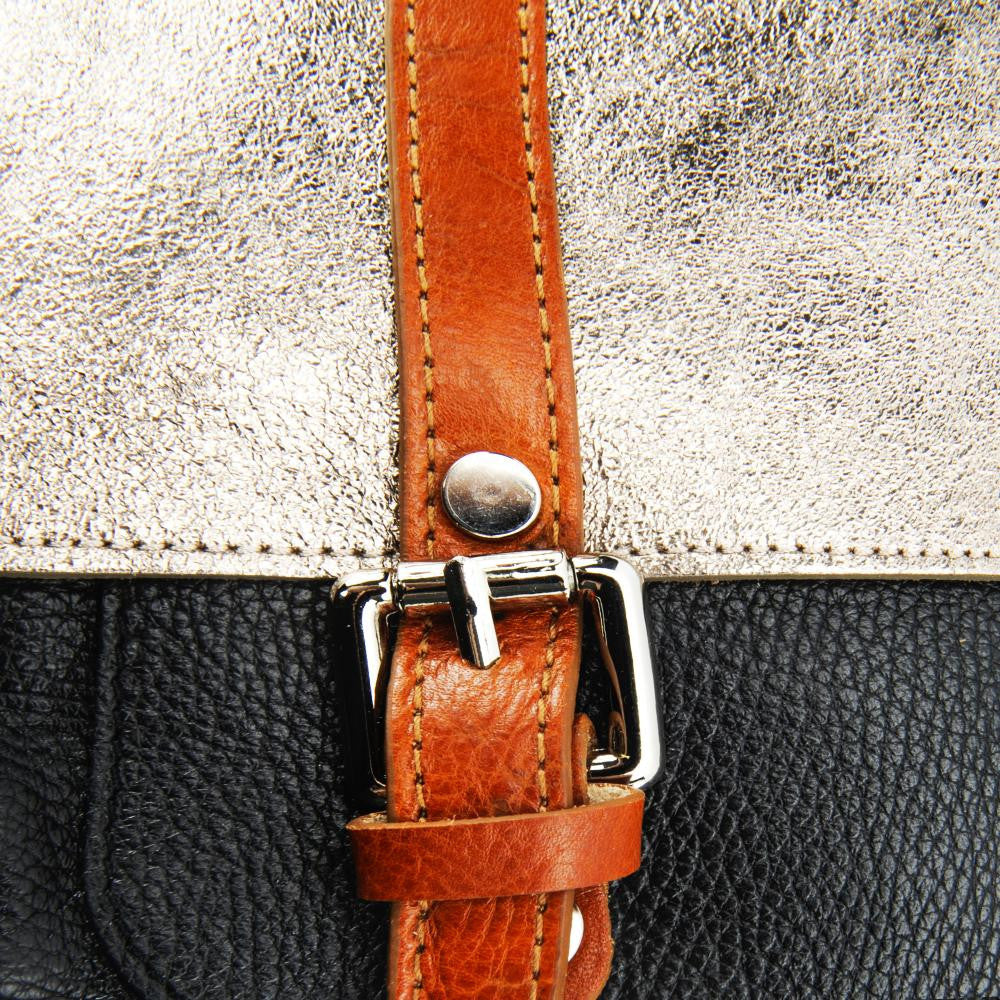 Sac bandoulière en cuir grainé et irisé BONIFACIO Noir