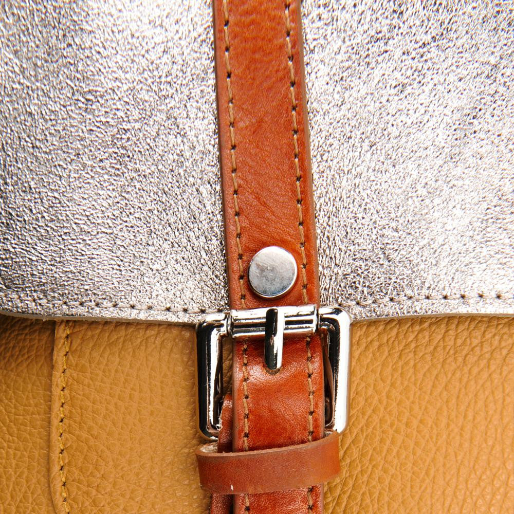 Sac bandoulière en cuir grainé et irisé BONIFACIO Camel