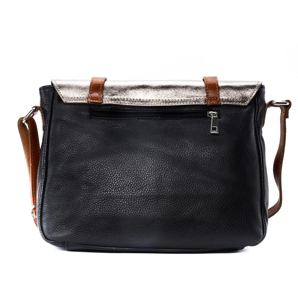 Sac bandoulière en cuir grainé et irisé BONIFACIO Noir