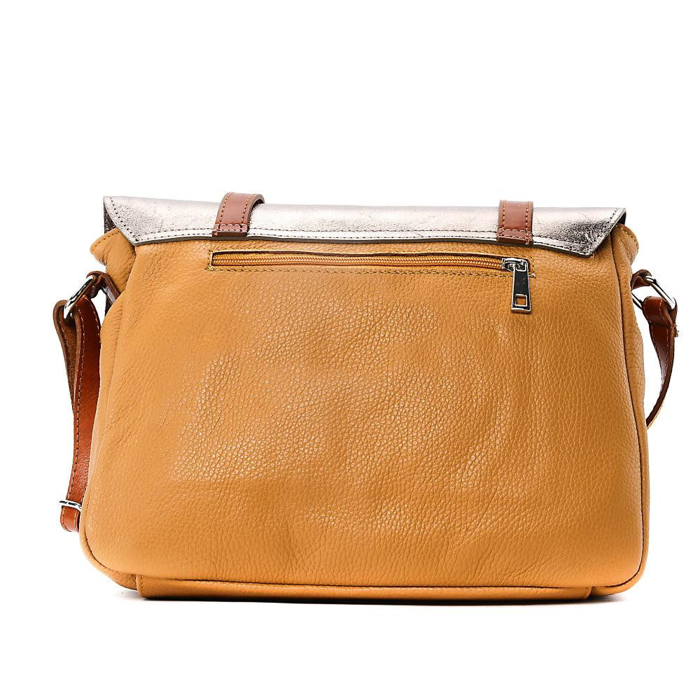 Sac bandoulière en cuir grainé et irisé BONIFACIO Camel