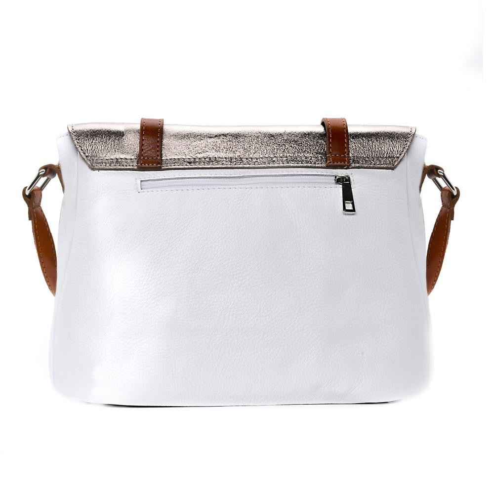 Sac bandoulière en cuir grainé et irisé BONIFACIO Blanc