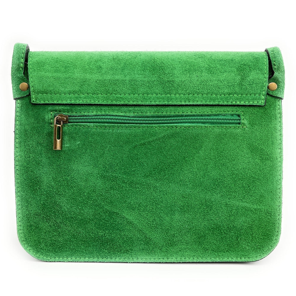 Sac cartable en croûte de cuir KENT Vert anglais