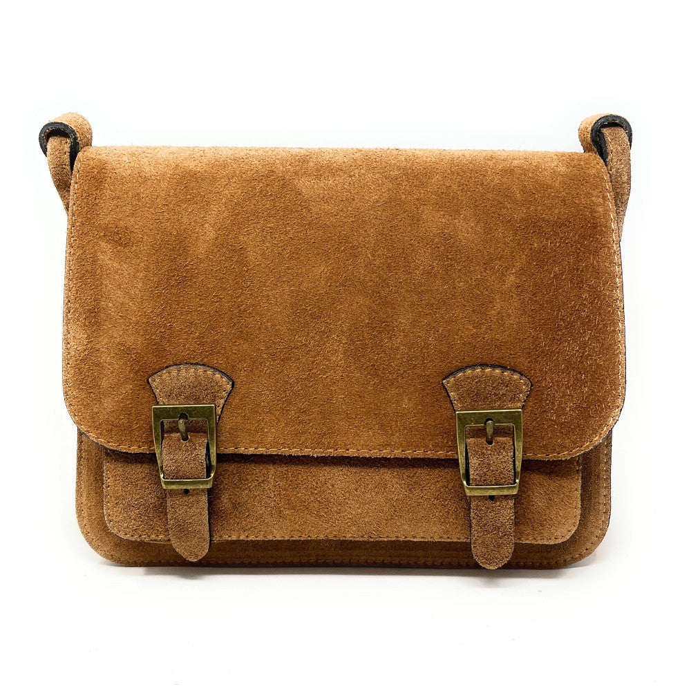 Sac cartable en croûte de cuir KENT Camel