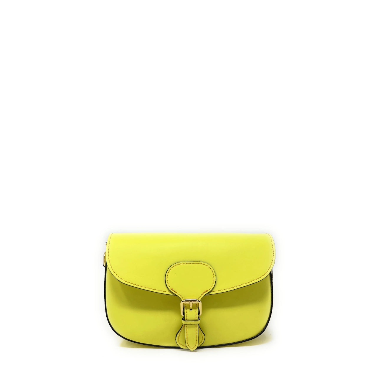 Sac trotteur à bandoulière en cuir lisse MADDY Jaune tournesol