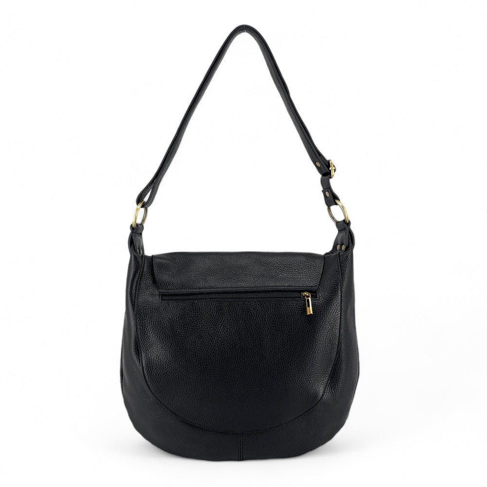 Sac besace à bandoulière en cuir grainé BIG CITIZEN Noir