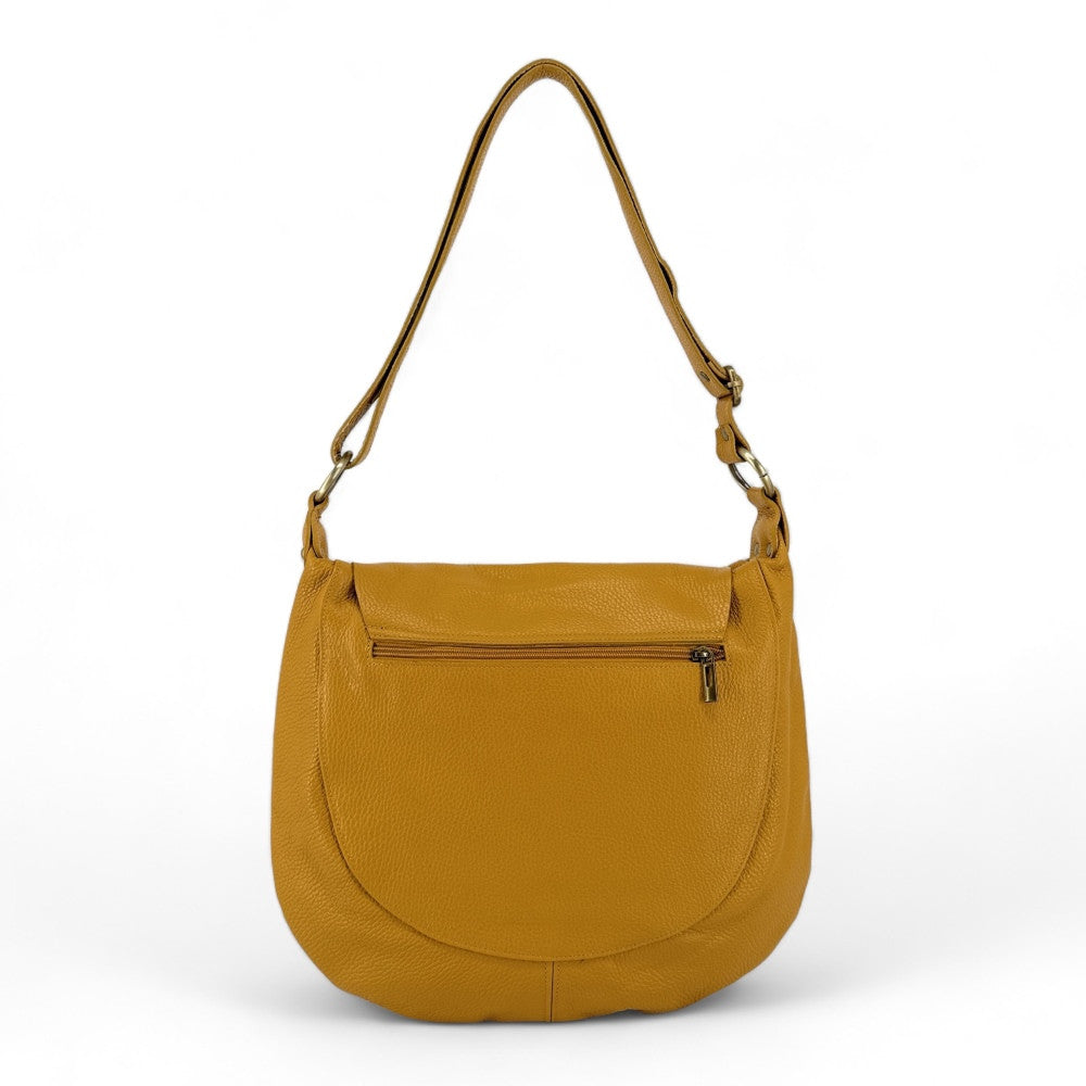Sac besace à bandoulière en cuir grainé BIG CITIZEN Jaune tournesol