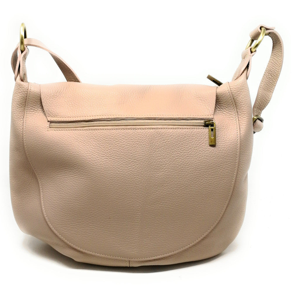 Sac besace à bandoulière en cuir grainé BIG CITIZEN Rose nude