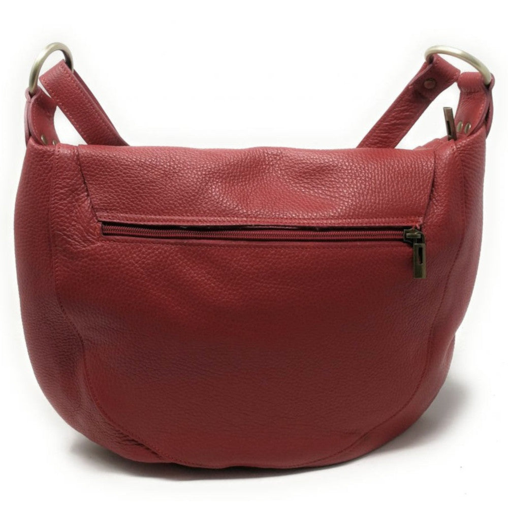 Sac besace à bandoulière en cuir grainé BIG CITIZEN Rouge foncé