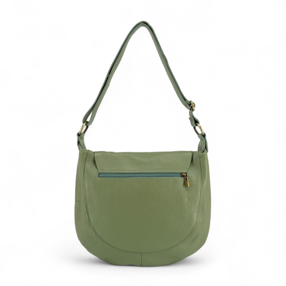 Sac besace à bandoulière en cuir grainé BIG CITIZEN Vert pastel