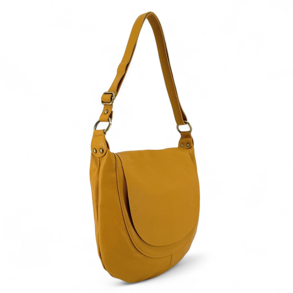 Sac besace à bandoulière en cuir grainé BIG CITIZEN Jaune tournesol